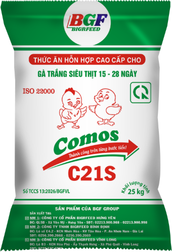Bao bì COMOS C21S — Gà trắng siêu thịt 15 – 28 ngày