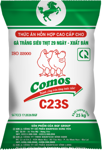 Bao bì COMOS C23S — Gà trắng siêu thịt 29 ngày – xuất bán