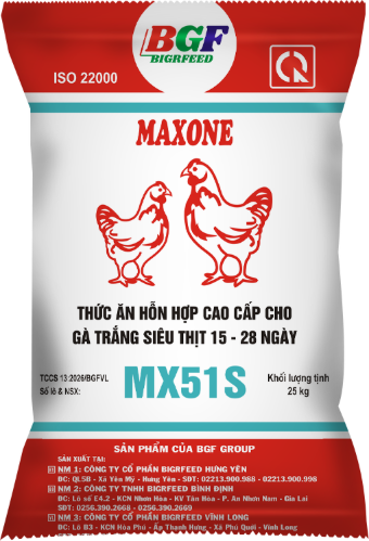 Bao bì MAXONE MX51S — Gà trắng siêu thịt 15 – 28 ngày
