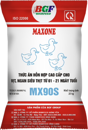 Bao bì MAXONE MX90S — Vịt, ngan siêu thịt từ 01 – 21 ngày tuổi